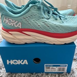 HOKA Women's Clifton 8 Running Shoe aqua 10B worn 1x blue